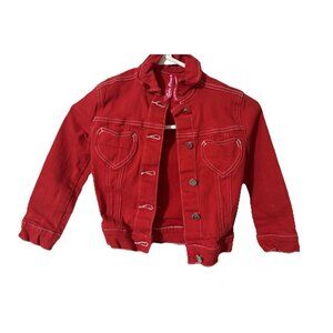 Cutie Patootie Red Denim Jacket Hearts Size XXS 4/5 Girls